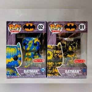 Batman Art Series Funko Pop Lot of 2 Black/Yellow, Blue/Yellow Target Li…